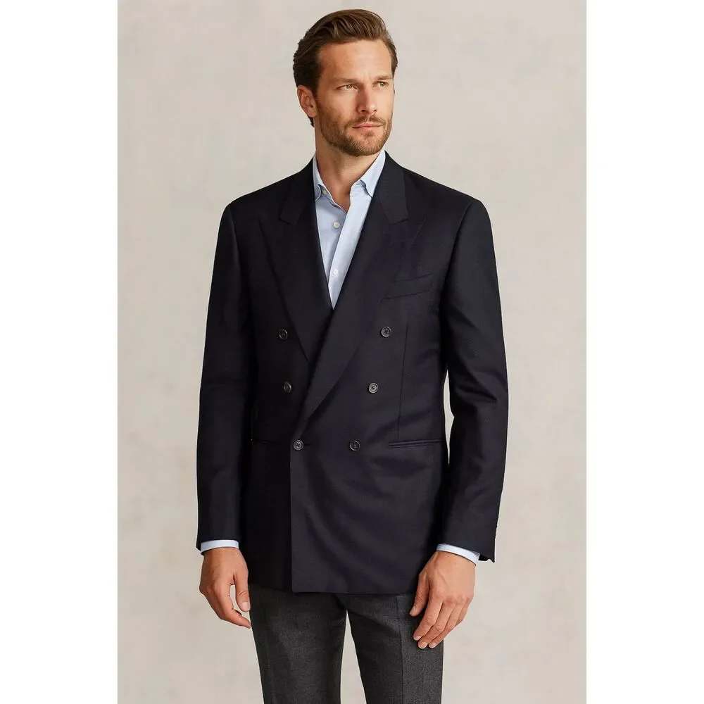 Ermenegildo Zegna Black 100% Wool Button Up Blazer Jacket Mens Size 50L US 40L